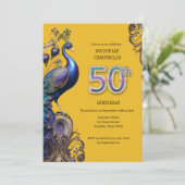 Geburtstag, Pfau Einladung (Stehend Vorderseite)