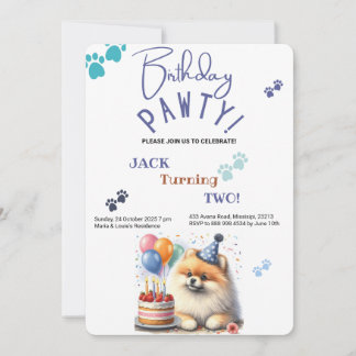 Geburtstag Pfeiler Spitz Hund individuell Geburtst Einladung