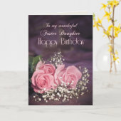 Geburtstag, Pflegetochter mit rosa Rosen Karte (Gelbe Blume)