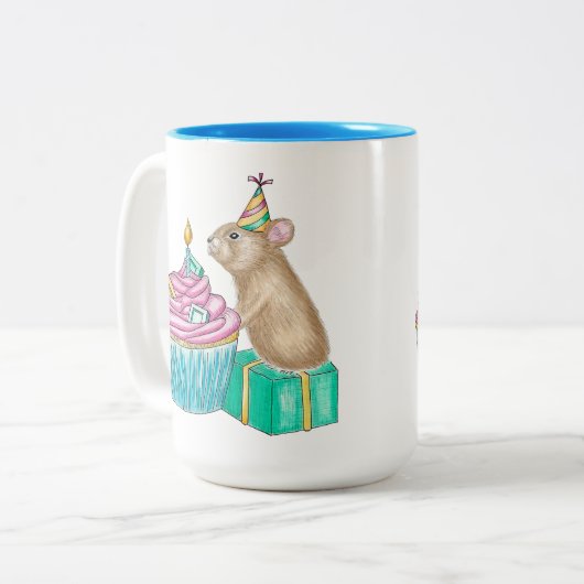 Geburtstag Pika Cupcake Tasse (Vorderseite Links)