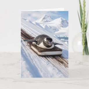 Geburtstag-Pinguin auf Eiscreme-Sandwich-Schlitten Karte