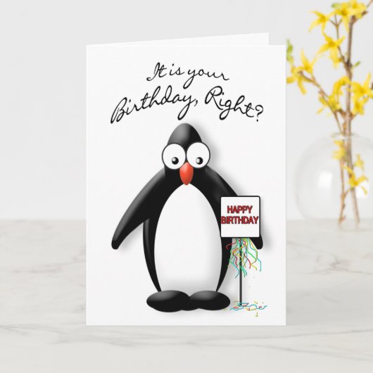 GEBURTSTAG - PINGUIN-SAMMLUNG KARTE (Gelbe Blume)