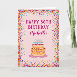 Geburtstag Pink Cake Colorful Confetti Feier Karte