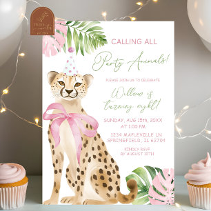 Geburtstag Pink Cheetah Savanne Mädchen Einladung