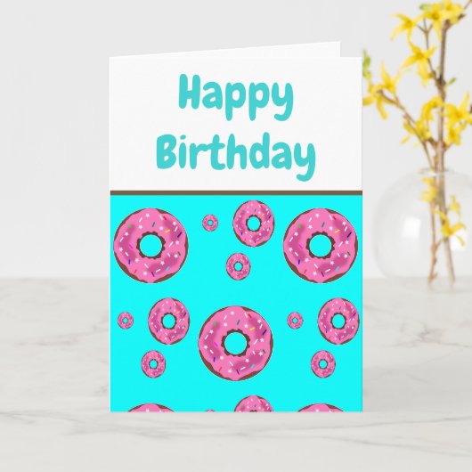 Geburtstag Pink Creme Donuts Karte (Gelbe Blume)