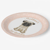 Geburtstag Pink Girl Baby Mops Papierplatte Pappteller (Schrägansicht)