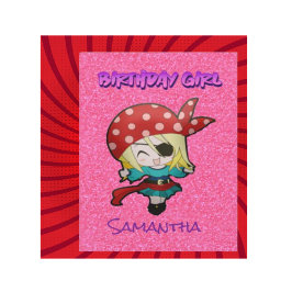 Geburtstag Pink Pastel Pirate Girl Card Mitteilungskarte