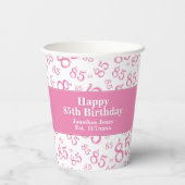 Geburtstag Pink/Weiß Random Number Pattern 85 Pappbecher (Rückseite)