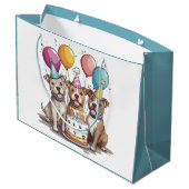 Geburtstag Pit Bull Hunde Große Geschenktüte (Rückseite Schrägansicht)