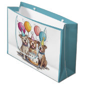 Geburtstag Pit Bull Hunde Große Geschenktüte (Vorderseite Schrägansicht)