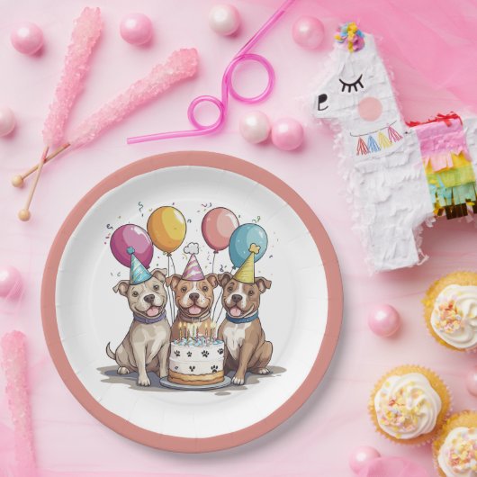 Geburtstag Pit Bull Hunde Pappteller (Party)