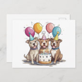 Geburtstag Pit Bull Hunde Postkarte (Vorne/Hinten)