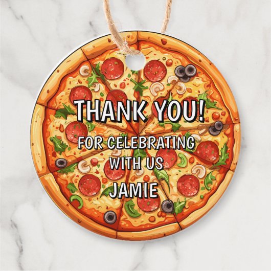 Geburtstag Pizza Geschenkanhänger (Vorderseite)