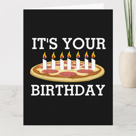 GEBURTSTAG PIZZA MIT CANDLES GROSSKARTE KARTE (Vorderseite)