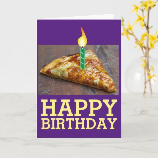 GEBURTSTAG PIZZA MIT KANDKARTE KARTE (Gelbe Blume)