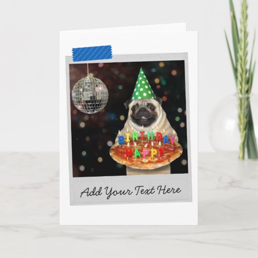Geburtstag Pizza Mops Hund Funny Card Karte (Vorderseite)