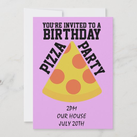 GEBURTSTAG PIZZA PARTY! EINLADUNGEN (Vorderseite)