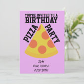 GEBURTSTAG PIZZA PARTY! EINLADUNGEN (Stehend Vorderseite)