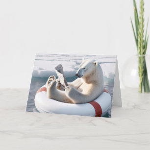 Geburtstag Polar Bear Reading a Newspapier Karte