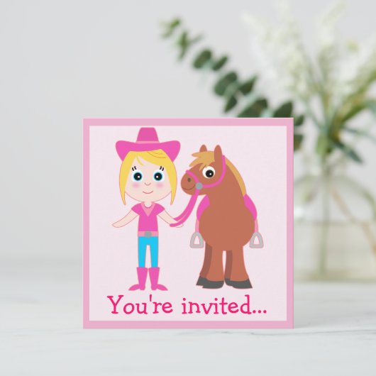 Geburtstag: Pony-Party Einladung (Stehend Vorderseite)