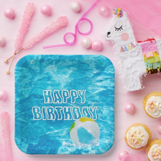Geburtstag Pool Party Spaß Pappteller (Party)