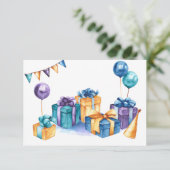 Geburtstag präsentiert horizontale Grußkarte Einladung (Stehend Vorderseite)