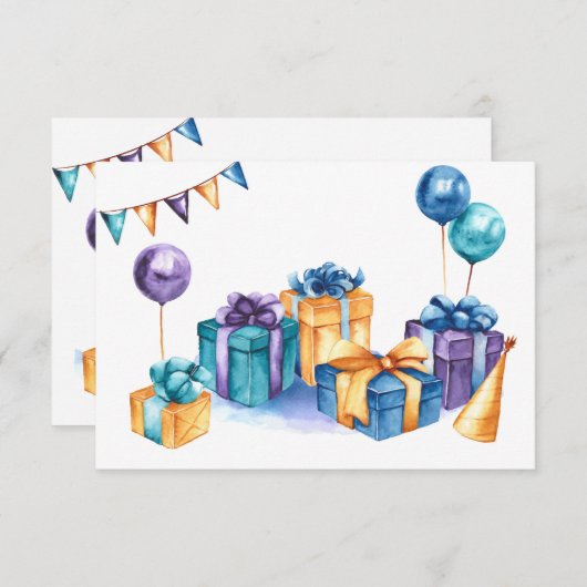 Geburtstag präsentiert horizontale Grußkarte Einladung (Vorne/Hinten)