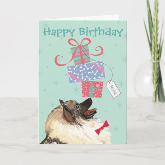 Geburtstag präsentiert Keeshond Card Karte (Vorderseite)