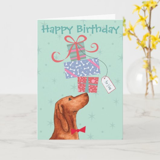 Geburtstag präsentiert Vizsla Card Karte (Gelbe Blume)