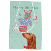 Geburtstag präsentiert Vizsla Mittlere Geschenktas Geschenktüte (Rückseite)