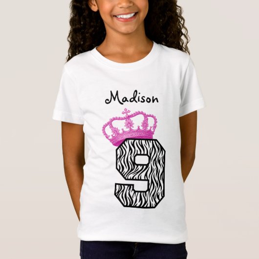 Geburtstag Princess Crown und Zebra V01 T-Shirt (Vorderseite)