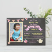 Geburtstag Prinzessin-Tea Party Chalk Pink laden Einladung (Stehend Vorderseite)