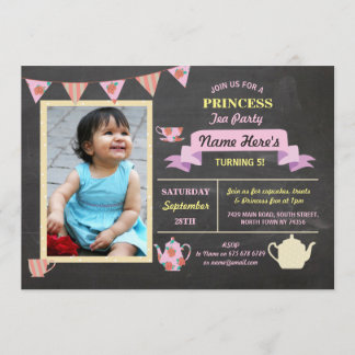 Geburtstag Prinzessin-Tea Party Chalk Pink laden Einladung