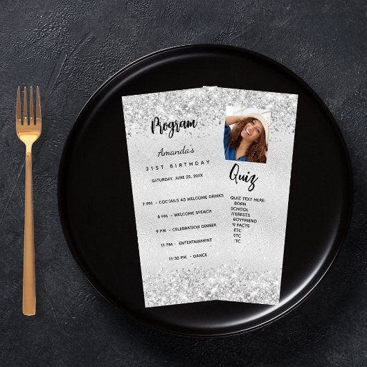Geburtstag Progam Quiz Silber Foto Werbekarte