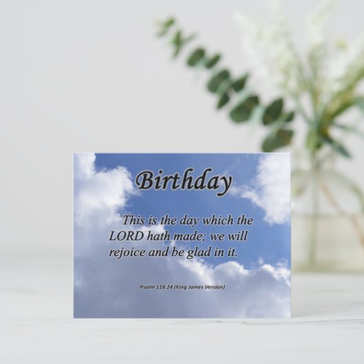 Geburtstag Psalm 118-24 Postkarte (Stehend Vorderseite)
