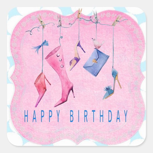 Geburtstag Quadratischer Aufkleber (Vorderseite)