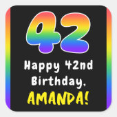 Geburtstag: Rainbow Spectrum # 42, Individuelle Na Quadratischer Aufkleber (Vorderseite)