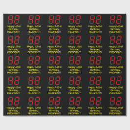 Geburtstag: Red Digital Clock Style "42" + Name Geschenkpapier