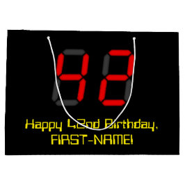 Geburtstag: Red Digital Clock Style "42" + Name Große Geschenktüte