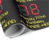 Geburtstag: Red Digital Clock Style "72" + Name Geschenkpapier (Rolleneckpunkt)