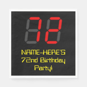 Geburtstag: Red Digital Clock Style "72" + Name Serviette
