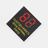 Geburtstag: Red Digital Clock Style "82" + Name Serviette (Ecke)