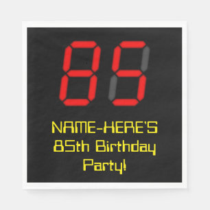 Geburtstag: Red Digital Clock Style "85" + Name Serviette