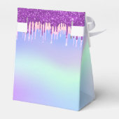 Geburtstag Regenbogen lila Glitzer Tropfen vielen  Geschenkschachtel (Rückseite)