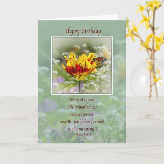 Geburtstag, Religiöse, Blume und Schmetterlingskar Karte (Gelbe Blume)