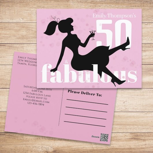 Geburtstag Retro 50 und fabulous Martini Cocktail Postkarte