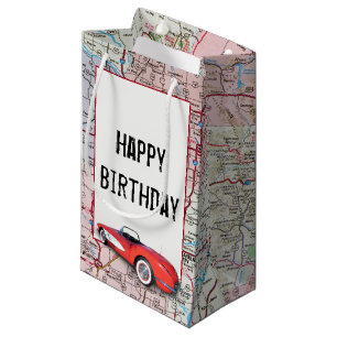 Geburtstag Retro Buick auf Karte Kleine Geschenkta Geschenktüte