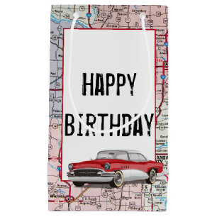 Geburtstag Retro Buick auf Karte Kleine Geschenktüte