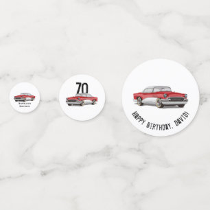 Geburtstag Retro Rot und Weiß Buick Konfetti