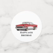 Geburtstag Retro Rot und Weiß Buick Konfetti (Klein Vorderseite)